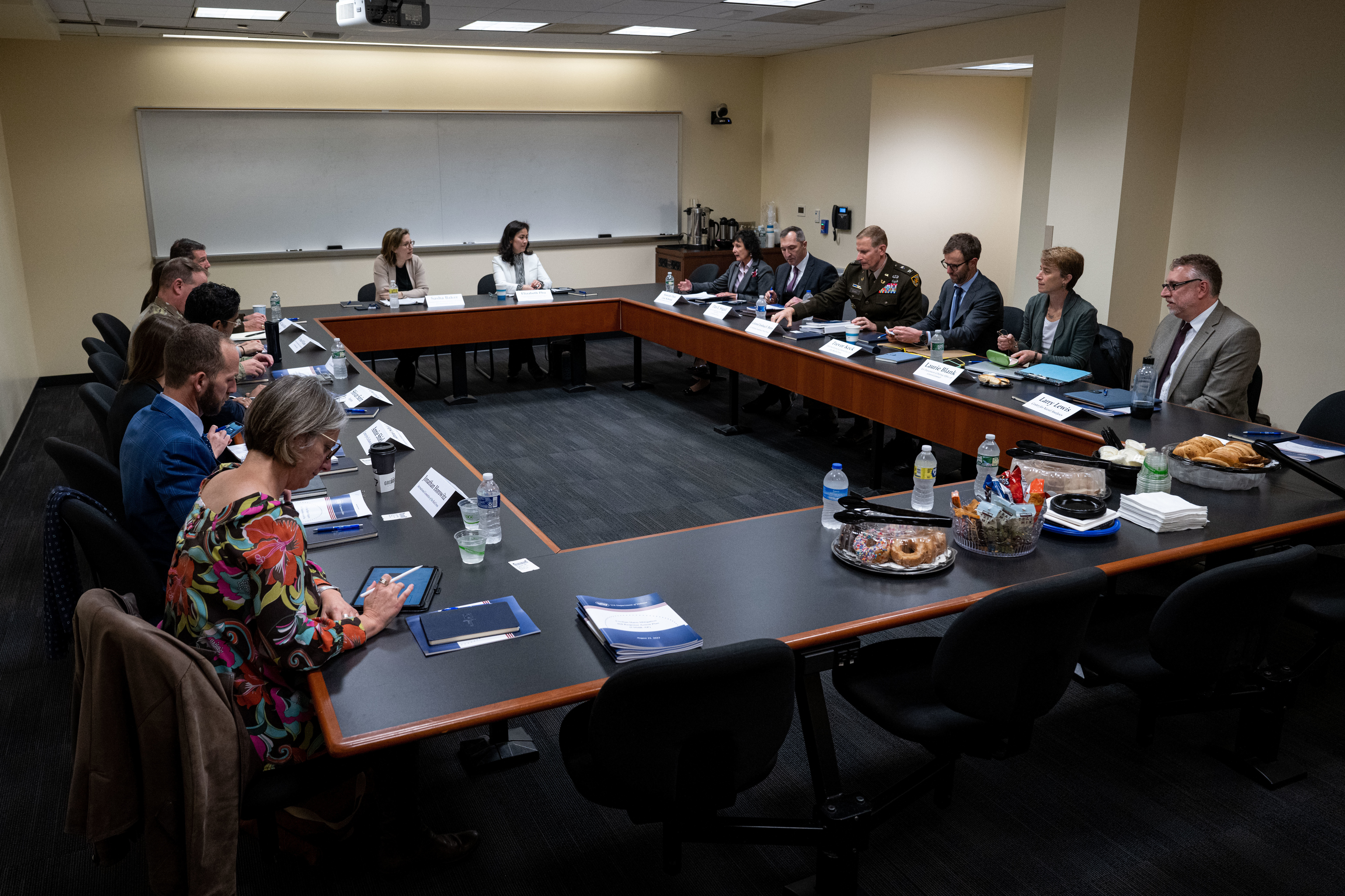Former Deputy Under Secretary of Defense for Policy Sasha Baker leads expert roundtable event focusing on socialization and implementation of Civilian Harm Mitigation and Response Action Plan, at George Washington University School of Law, Washington, DC, November 4, 2022 (DOD/Alexander Kubitza)